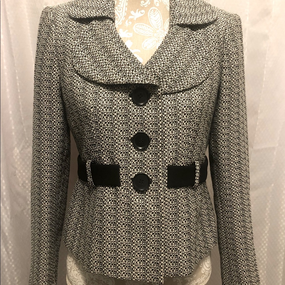 Kasper Checkered Lined Fitted Career Jacket